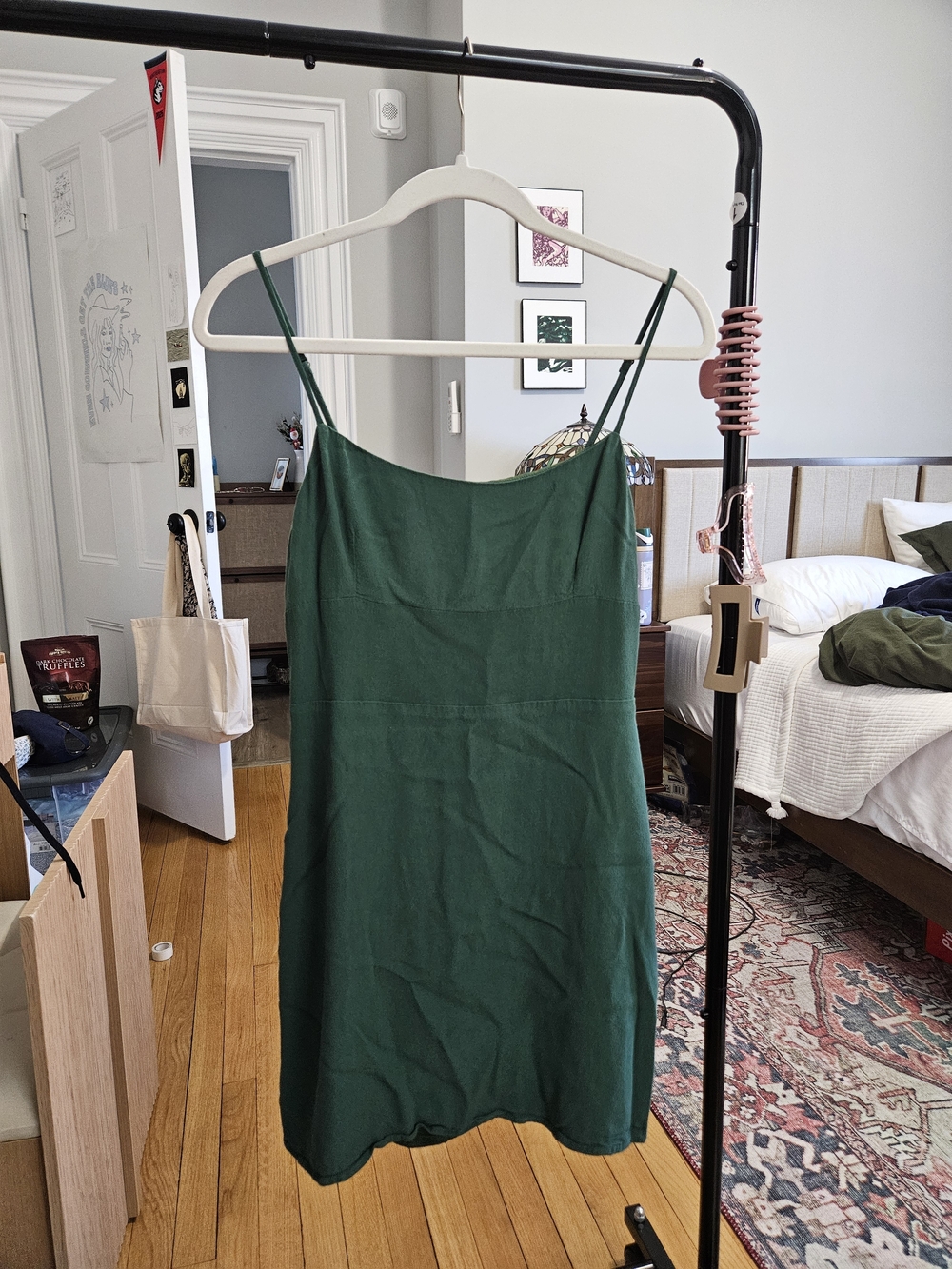 Sunday Best Emerald Green Spaghetti-Strap Mini Dress